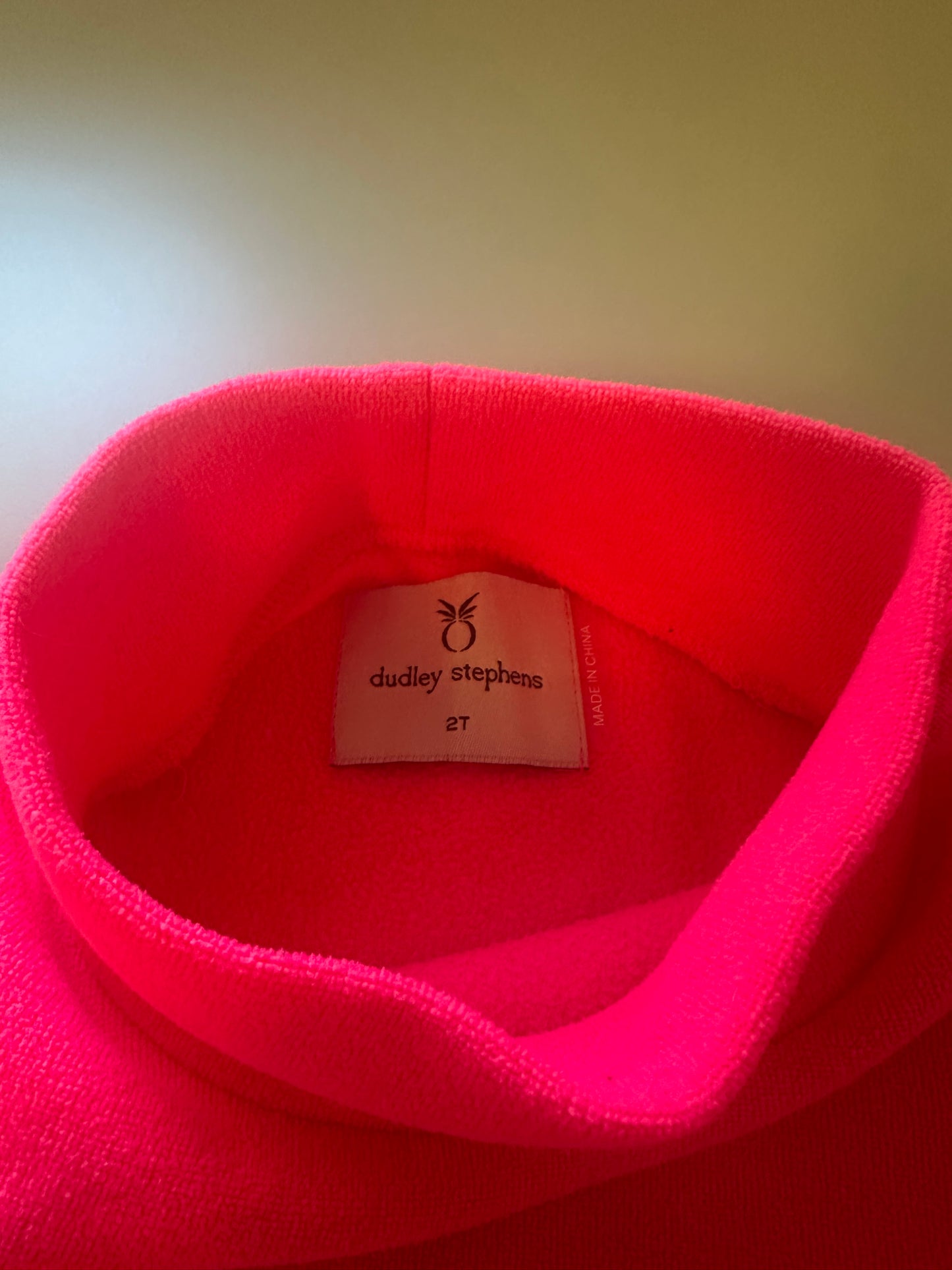 Dudley Stephens Neon Pink Toddler Turtleneck in Vello Fleece | Size 2T