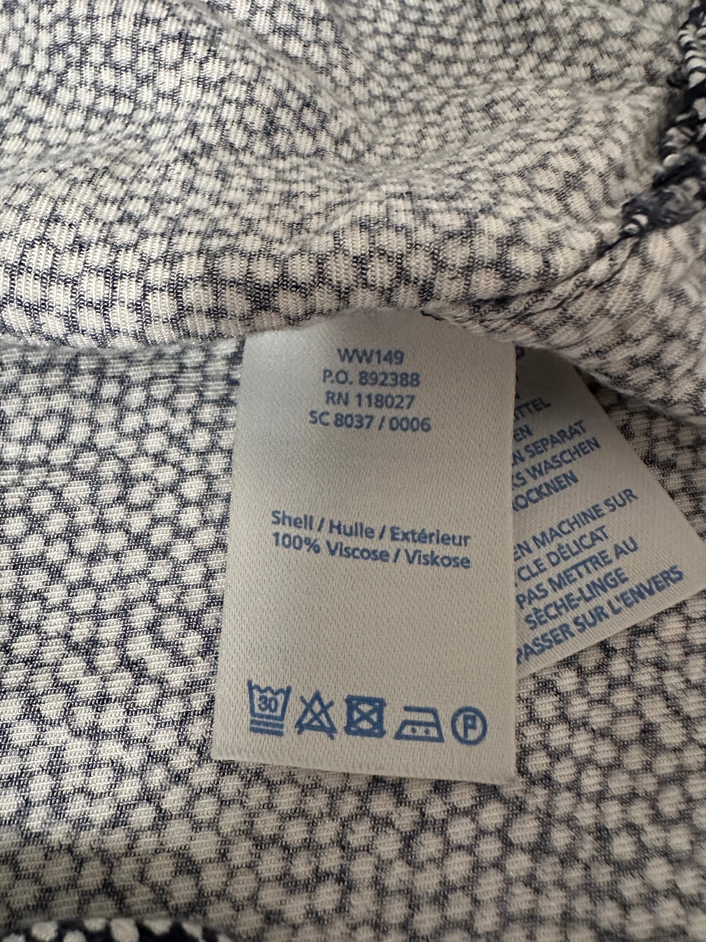 Boden Women's Blue Printed Long Sleeve Henley Mini Dress | Size 2