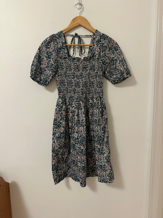 Michael Stars Jude Puff-Sleeve Smocked Mini Dress | Size XS