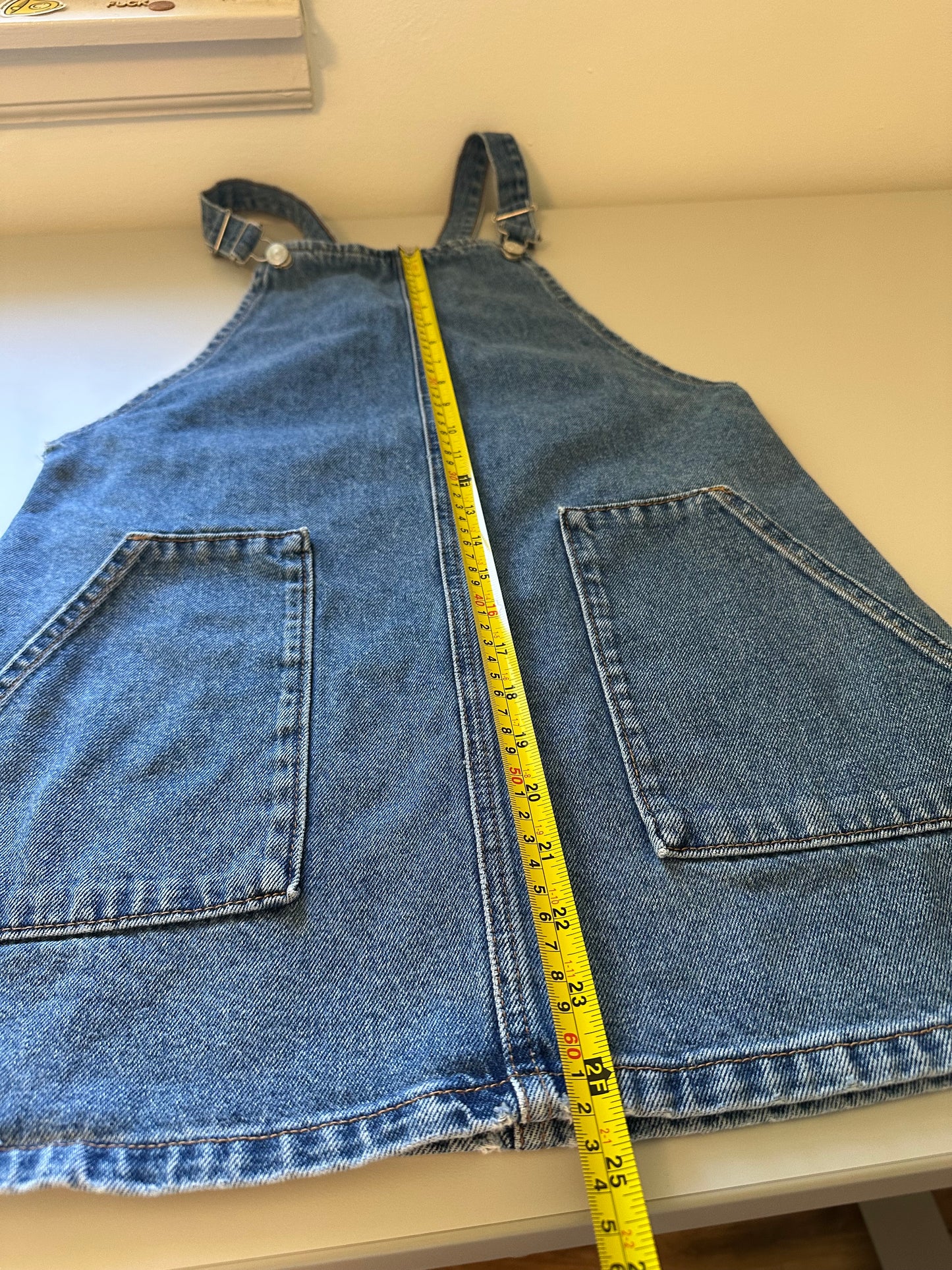 Topshop Denim Overall Mini Dress with Pockets | Size 2