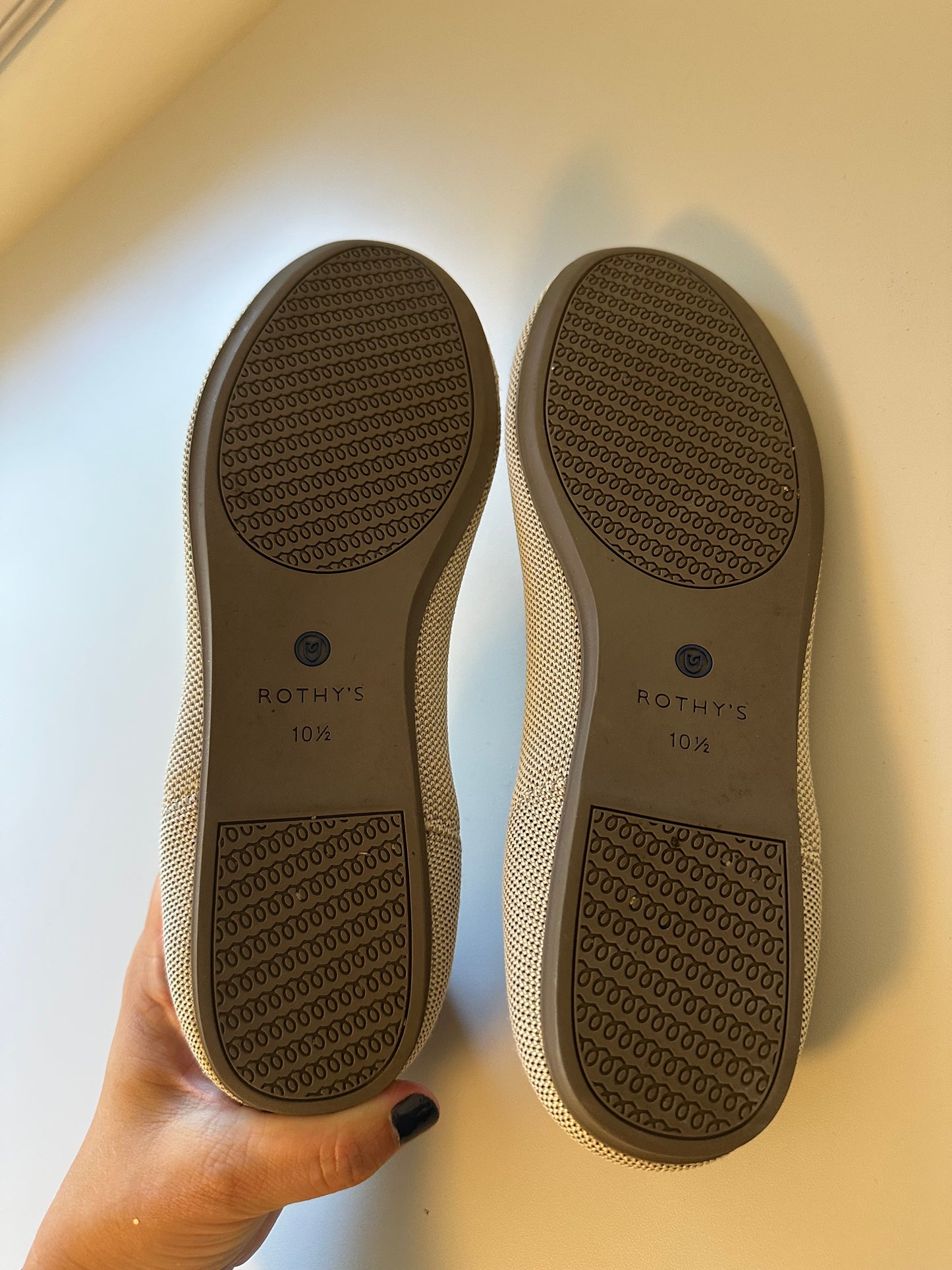 Rothy's The Flat Round Toe Birdseye Cream Flats in Flax | Size 10.5
