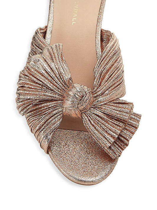 Loeffler Randall New Rose Gold Penny Mule Heels with Pleated Bow - Size 9