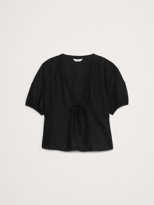 Banana Republic Linen Tie Front Blouse Size Large