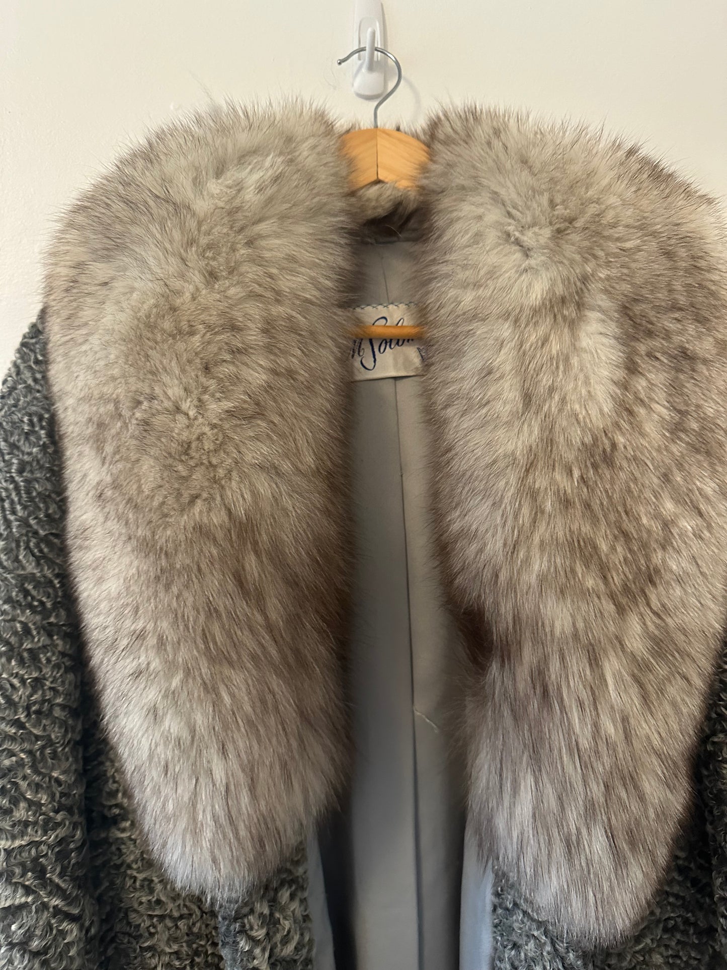 Vintage Gray Lamb and Mink Fur Women's Coat