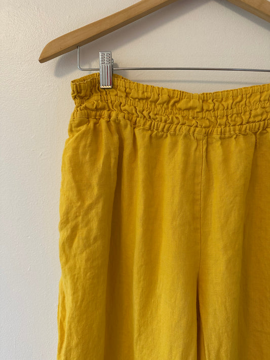 Anthropologie The Somerset Yellow Wide-Leg Linen Pants - Size Medium