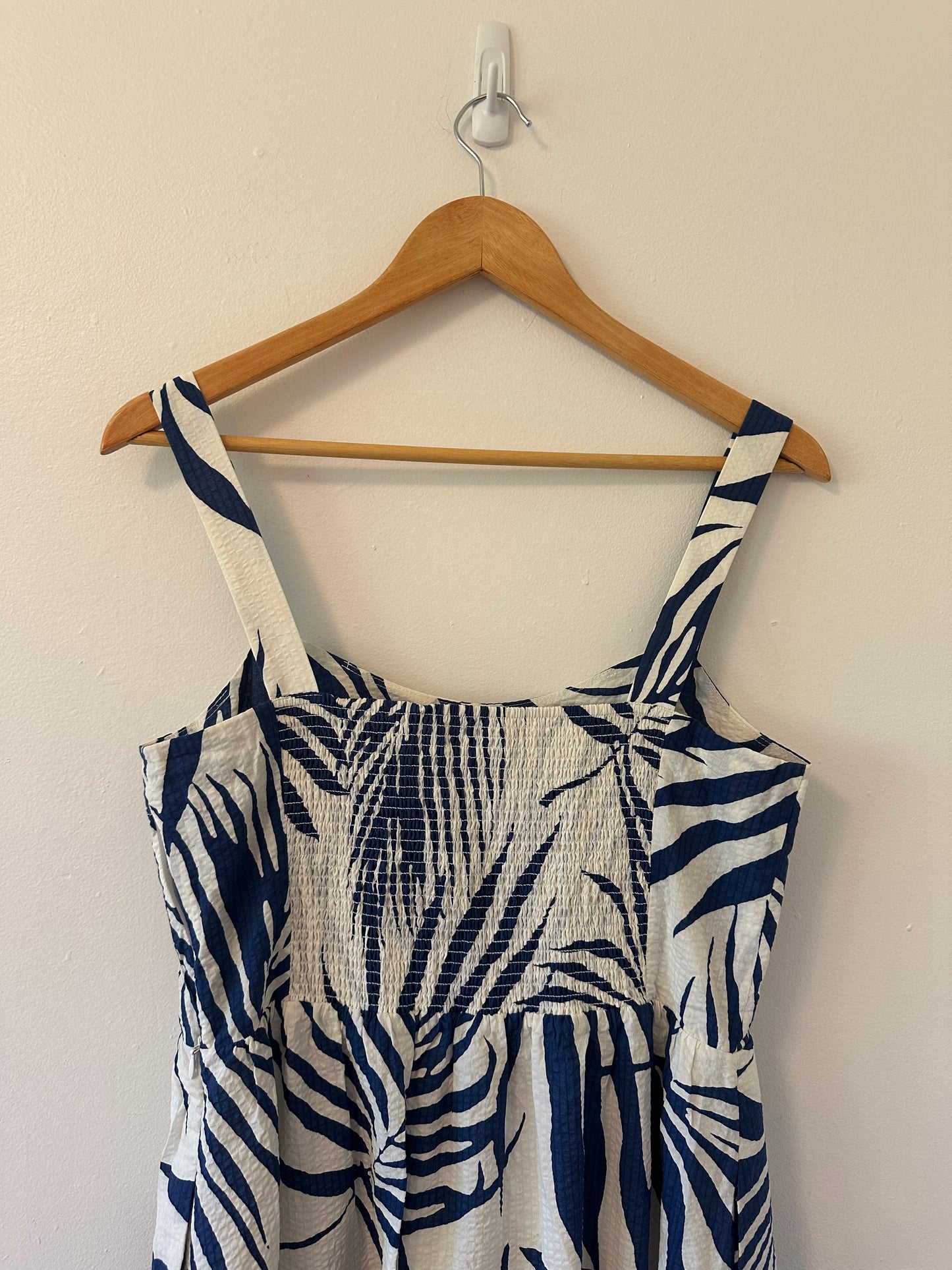 AYR The Magic Moment Dress in Blue Palm Print - Size Medium