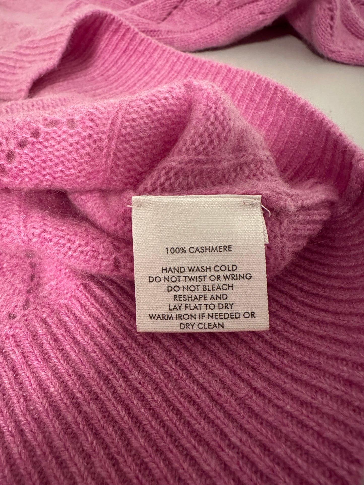 White + Warren Cashmere Pointelle Puff Sleeve Sweater in Berry Pink | Size Small