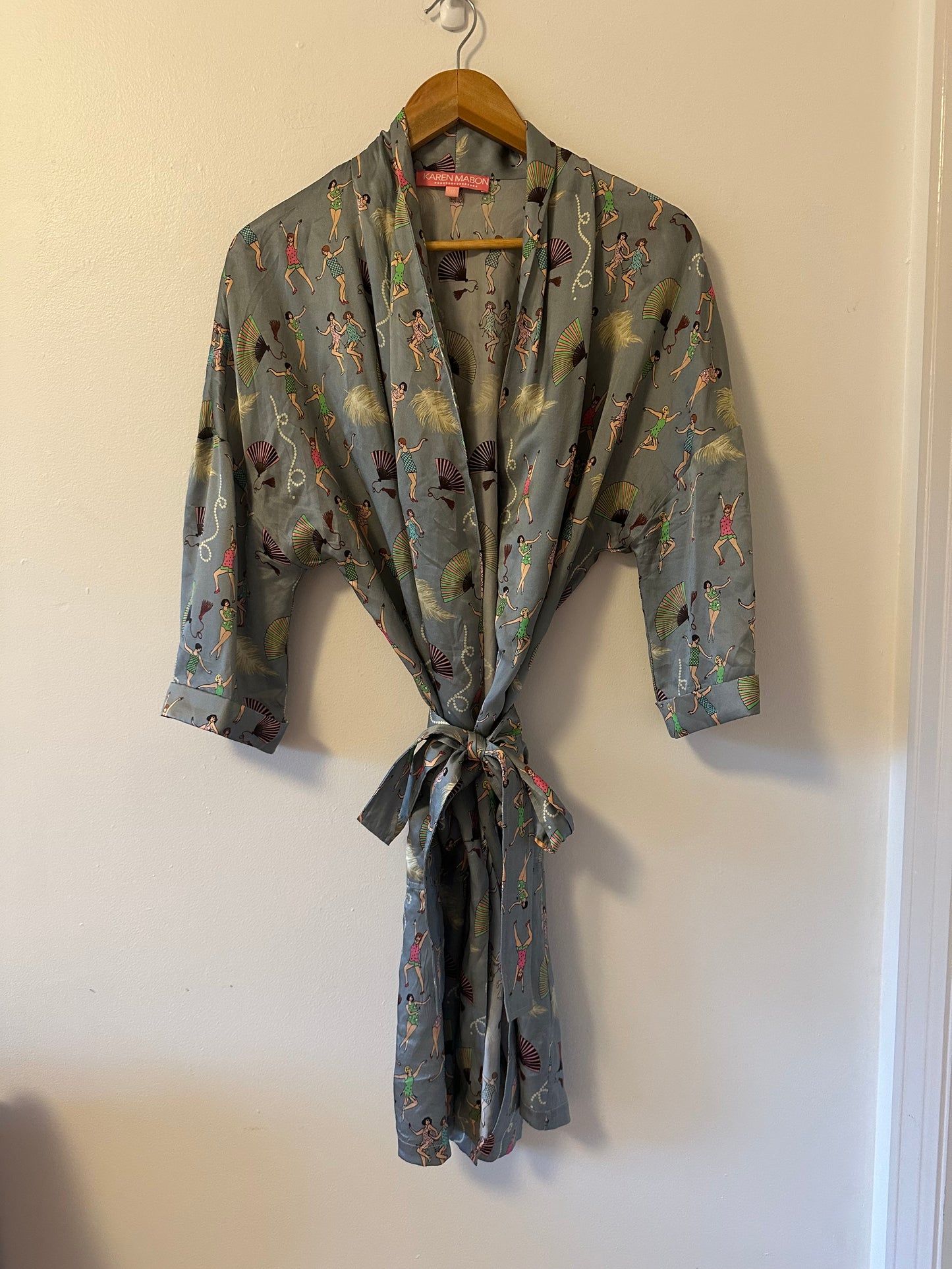 Karen Mabon The Great Gatsby Silk Robe in Gray | Size XS