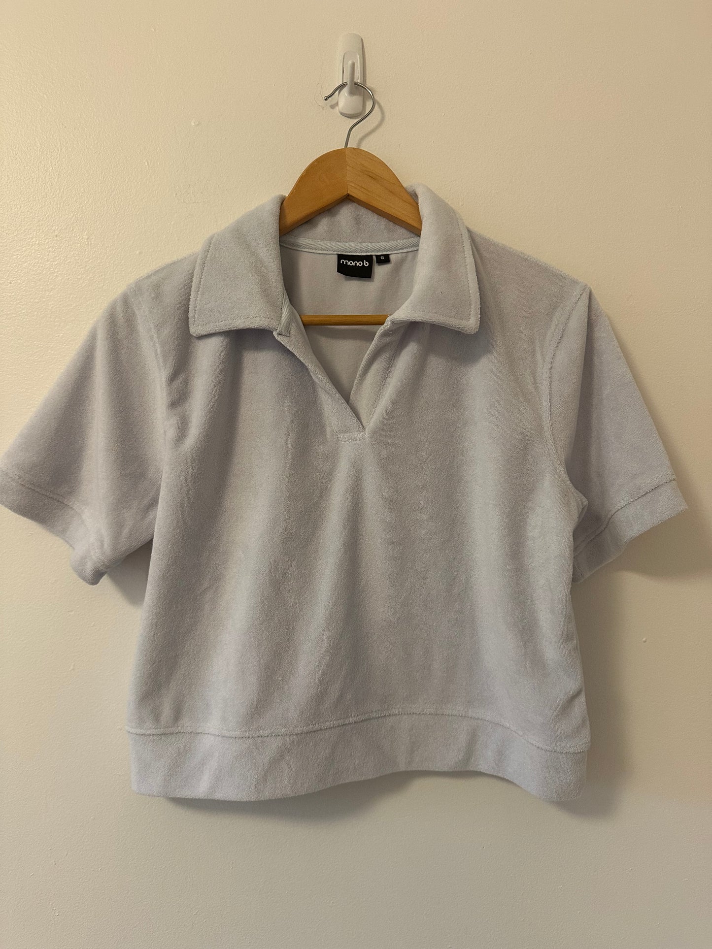 Mono B - Light Blue Terrycloth Polo and Shorts Set | Size Small