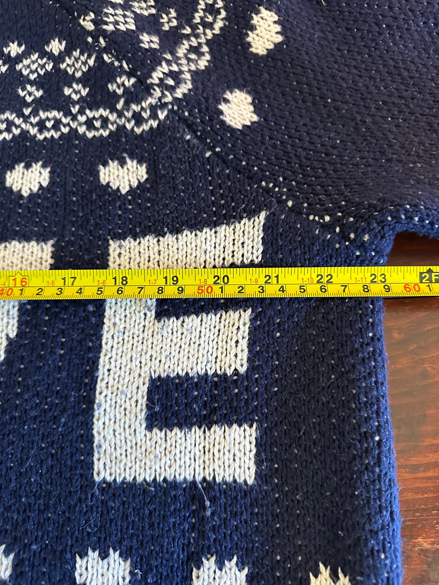 Aerie Navy and White LOVE Turtleneck Quarter Zip Sweater - Size Small