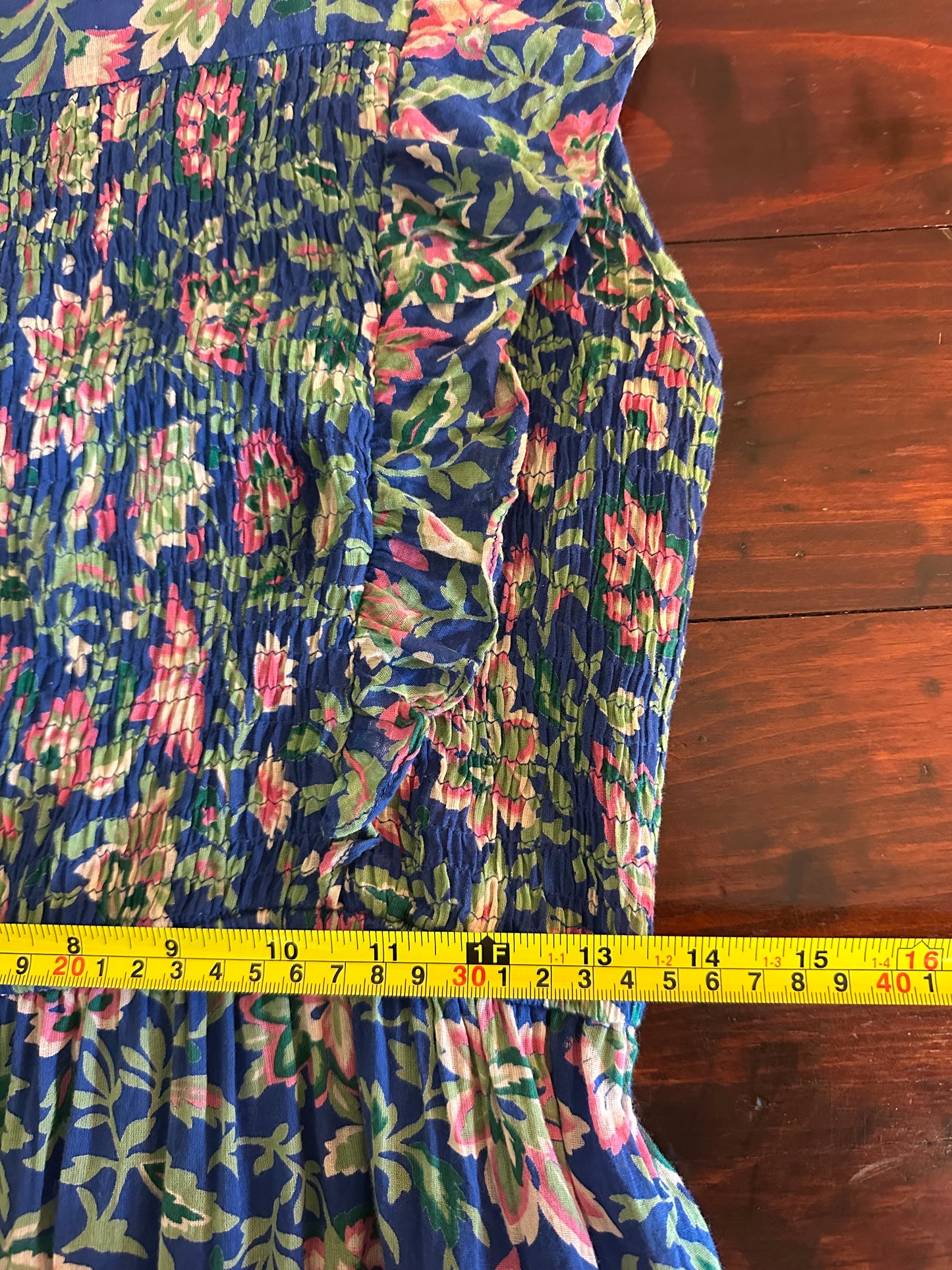 Banjanan Voile Iris Dress in Surf Floral - Size Medium