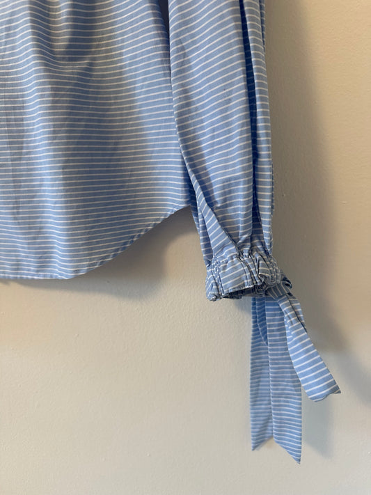Banana Republic Light Blue Striped Button Down Shirt | Size 0