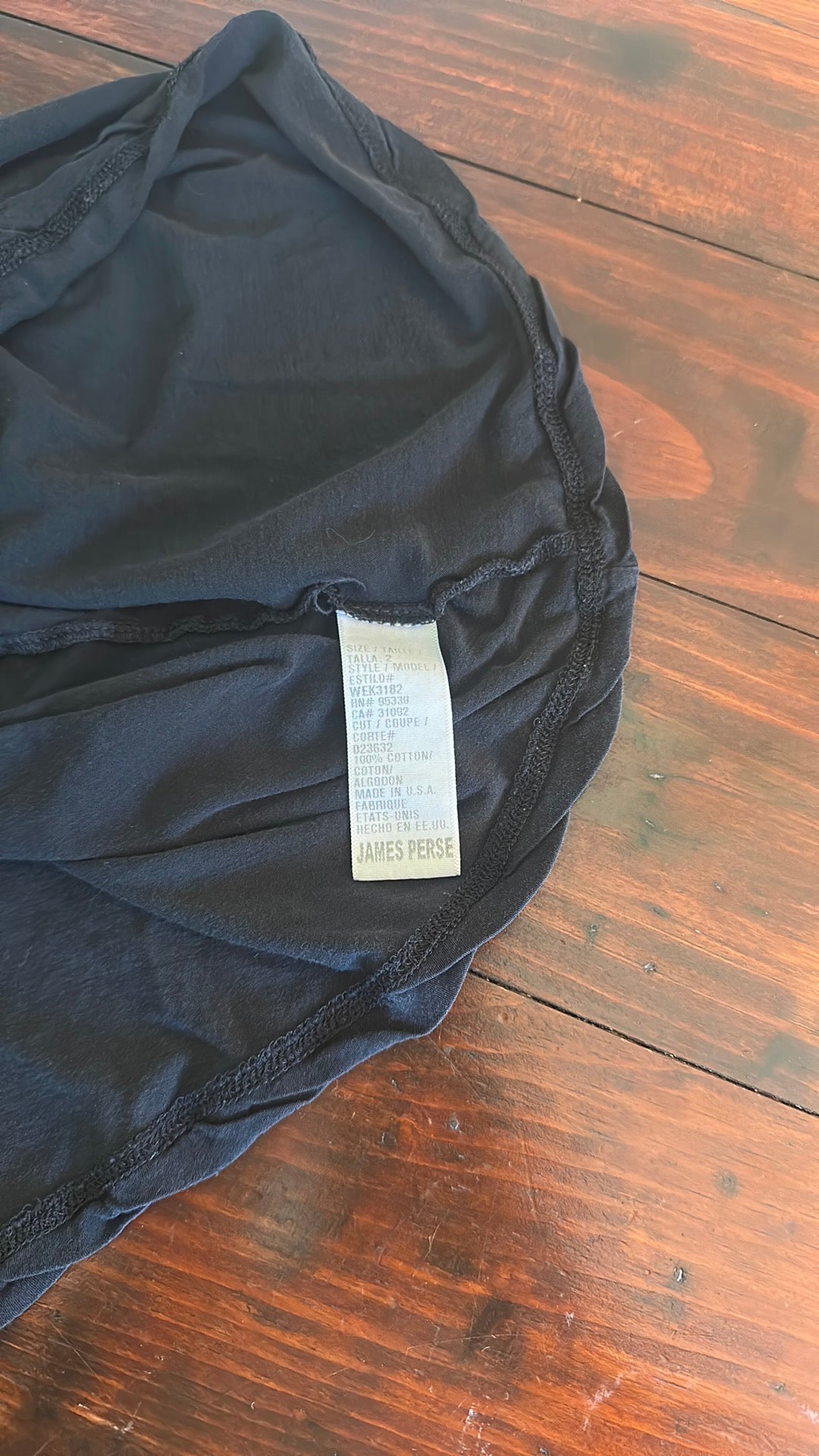 James Perse Black Twist V-Neck Women's T-Shirt - Size 2