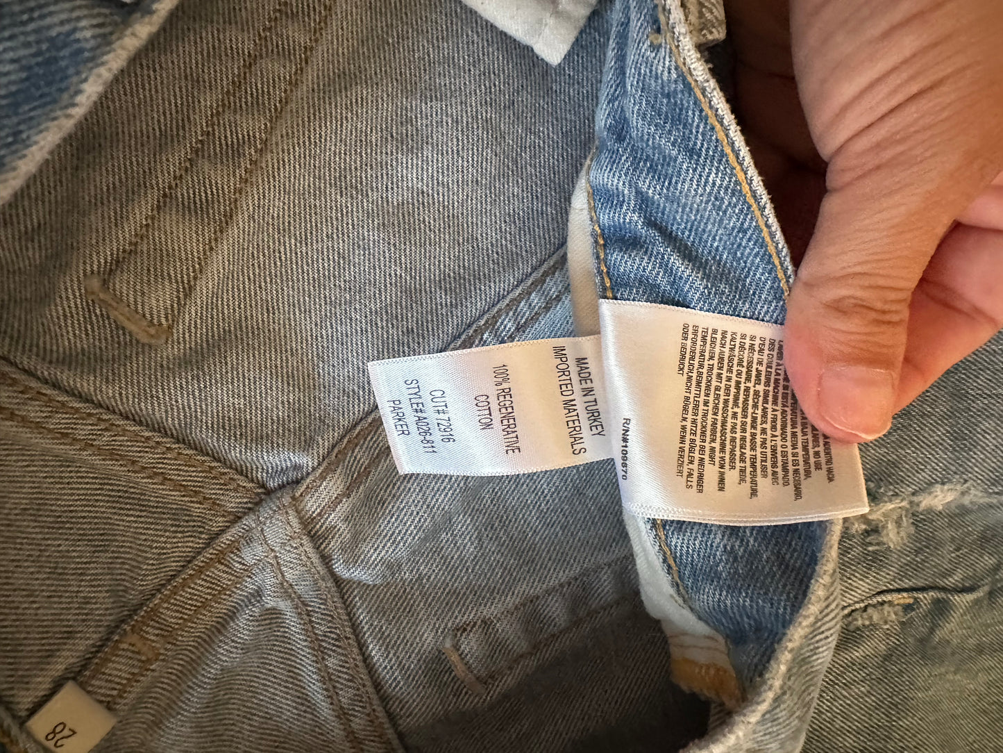 Agolde Parker Distressed Denim Shorts - Size 28
