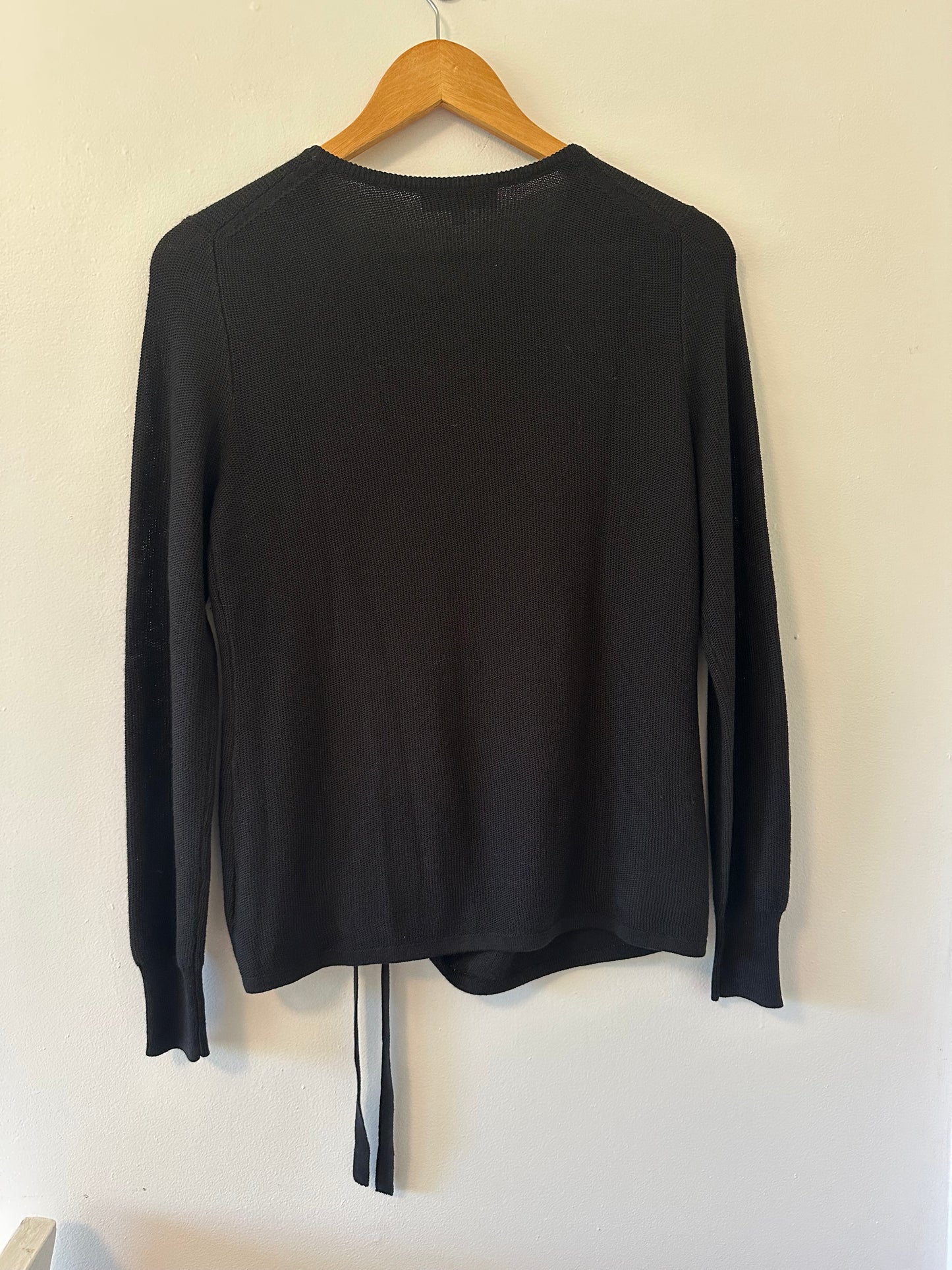 White + Warren Ruched Lightweight Knit Sweater in Black - Size Small
