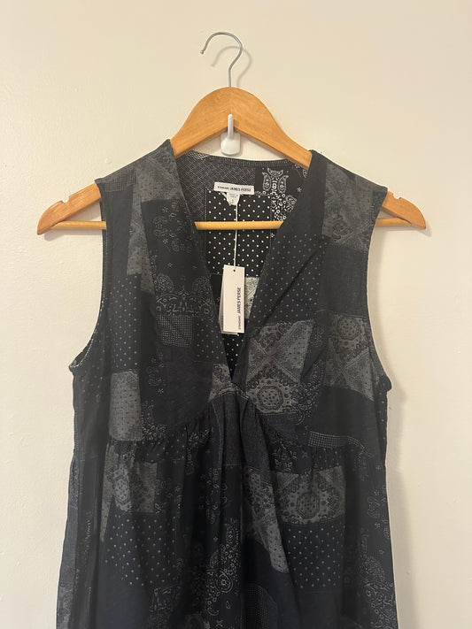 NWT James Perse Black Patchwork Cotton Maxi Dress - Size 1 (Small)