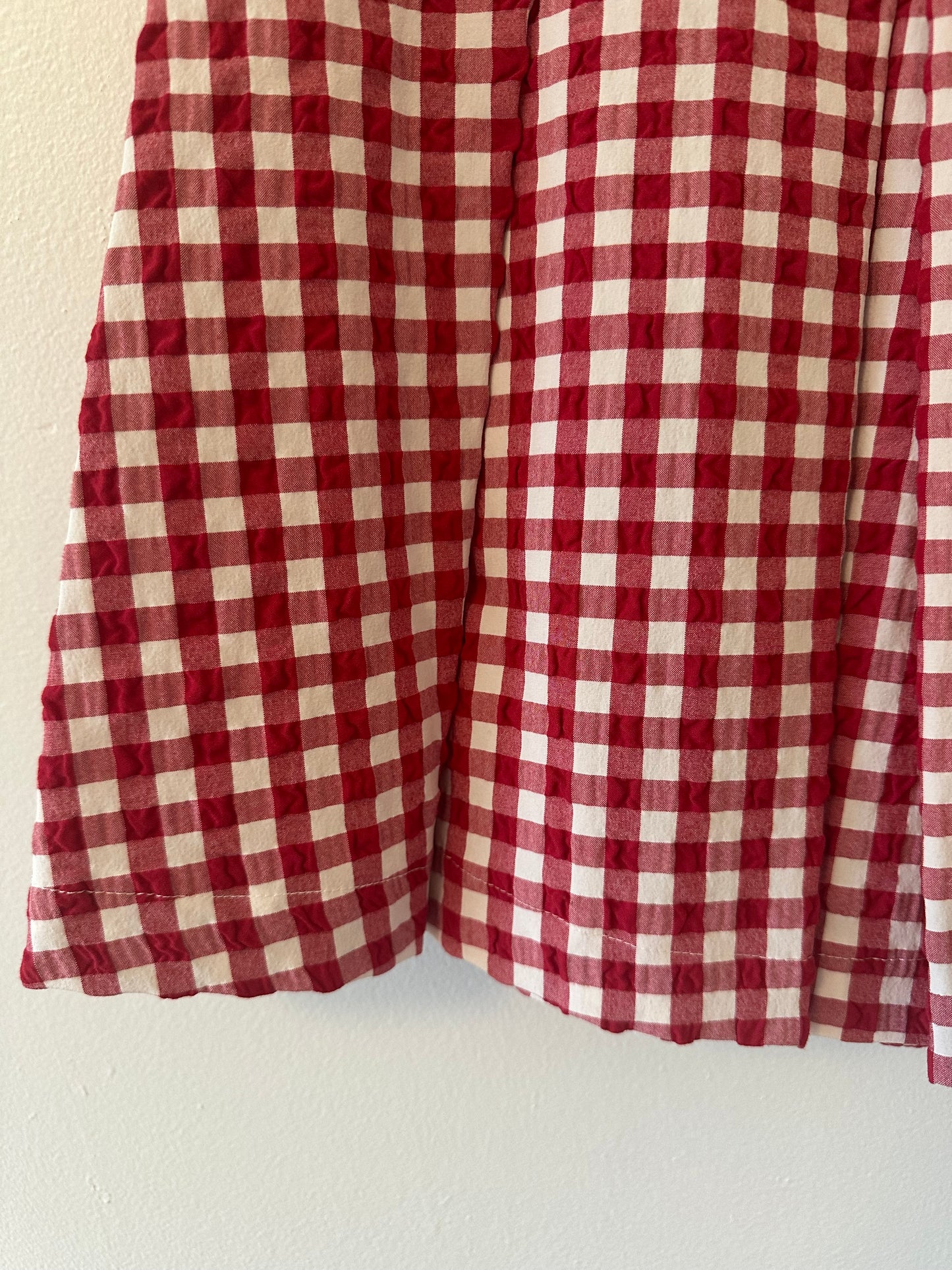 Zara Red and White Gingham Pleated Skort - Size Medium