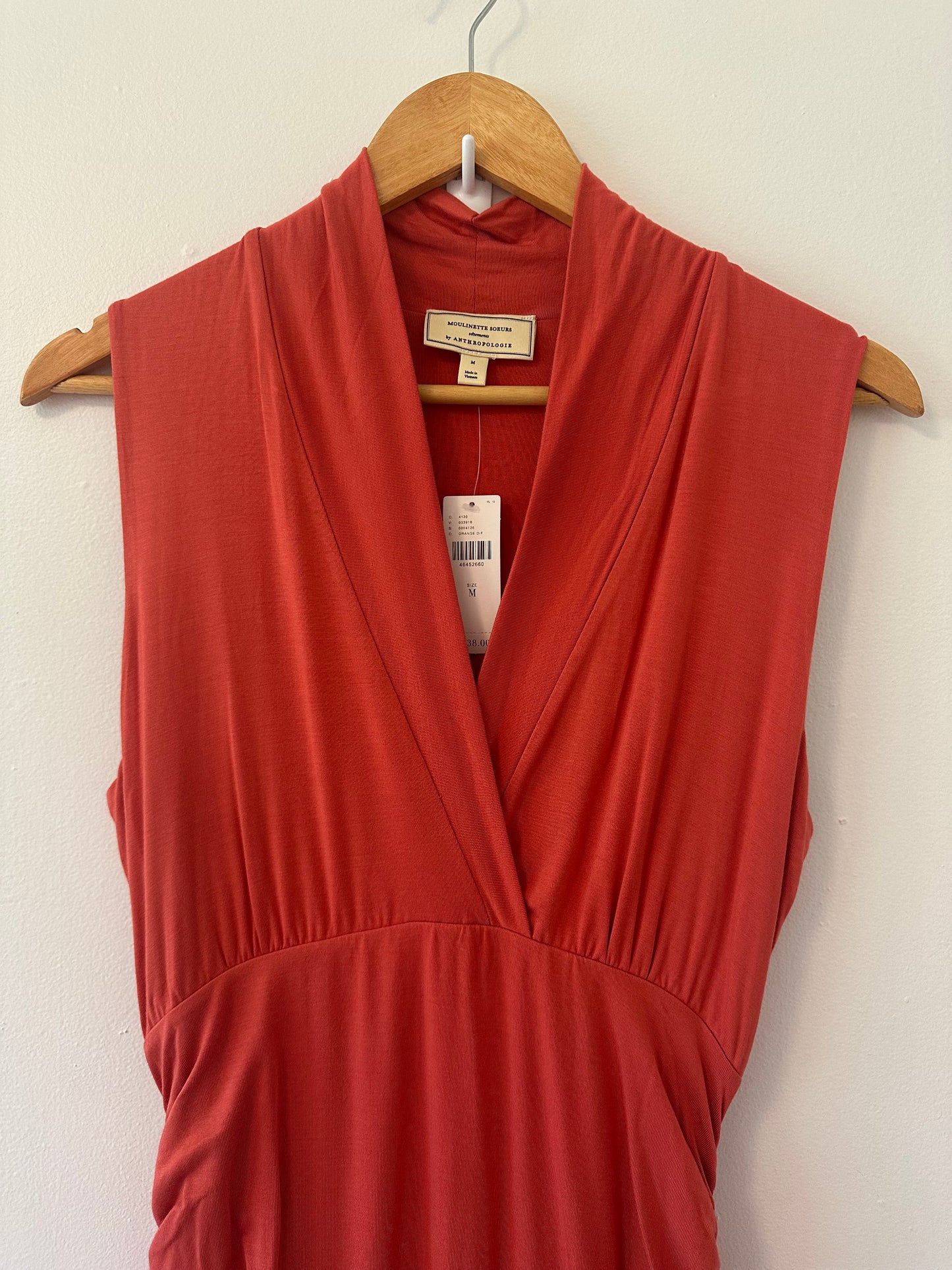 NWT Anthropologie Ruched Marissa Coral Column Dress - Size Medium