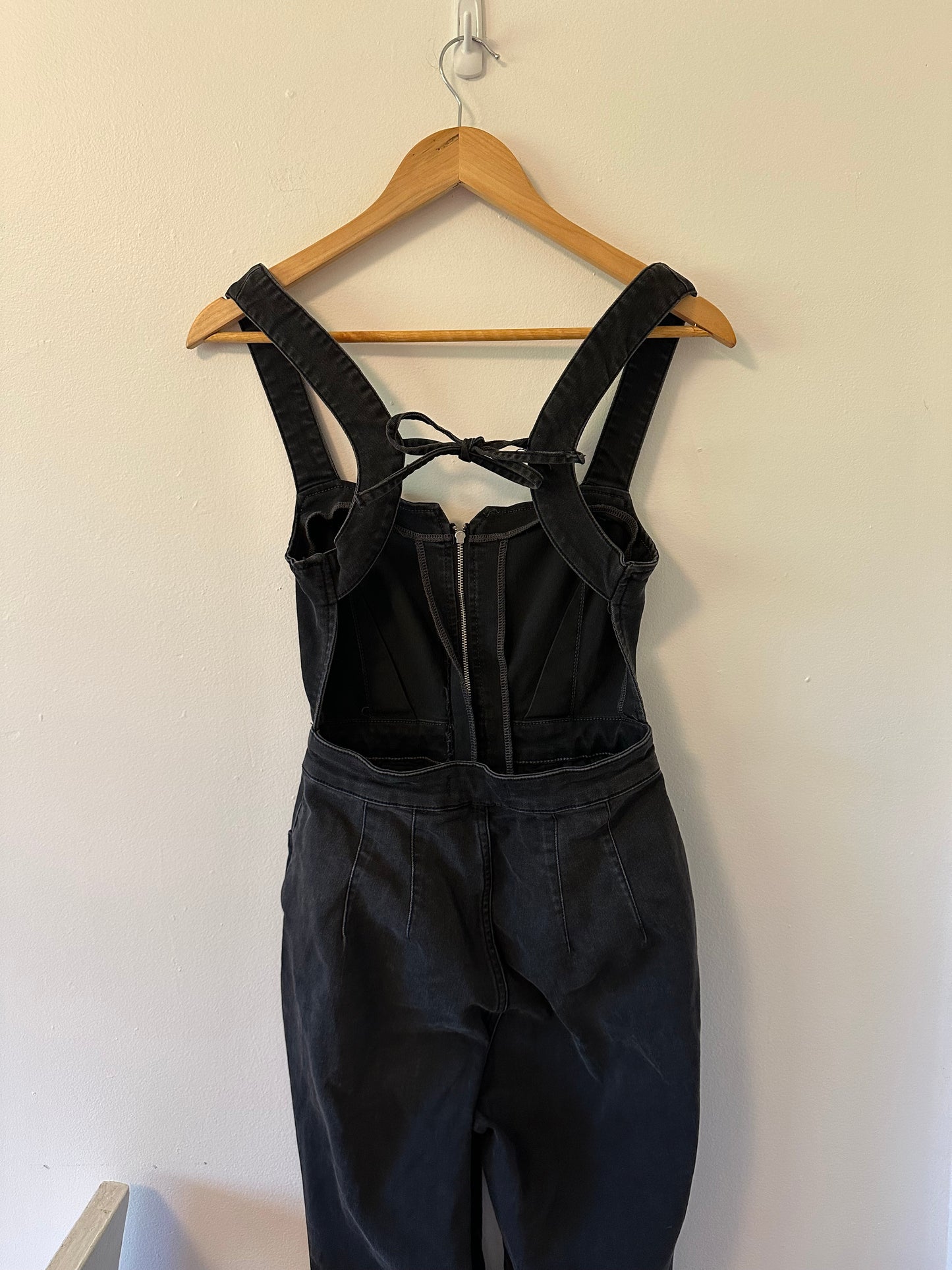 We The Free - Free People CRVY Black Open-Back Flare Leg Jumpsuit | Size 4