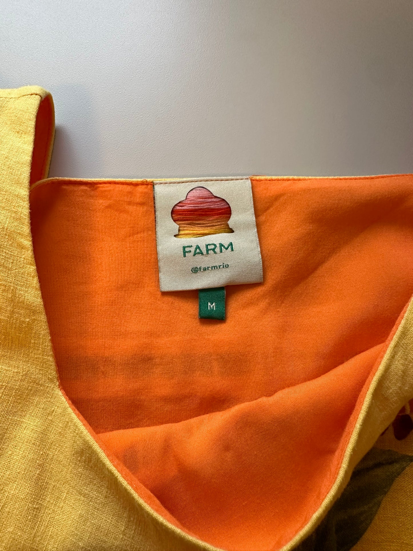 FARM Rio Rainbow Mixed Prints Tiered Linen Blend Top | Size Medium