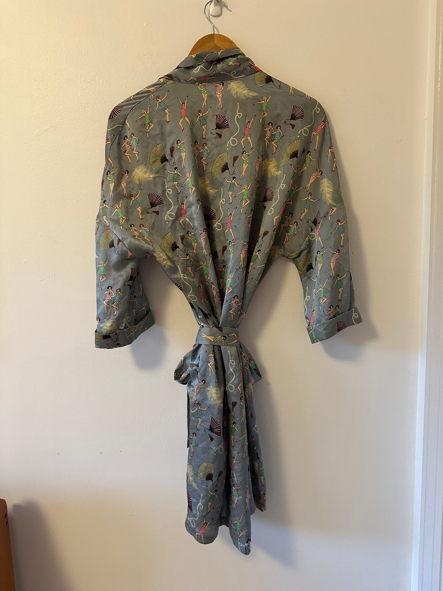 Karen Mabon The Great Gatsby Silk Robe in Gray | Size XS