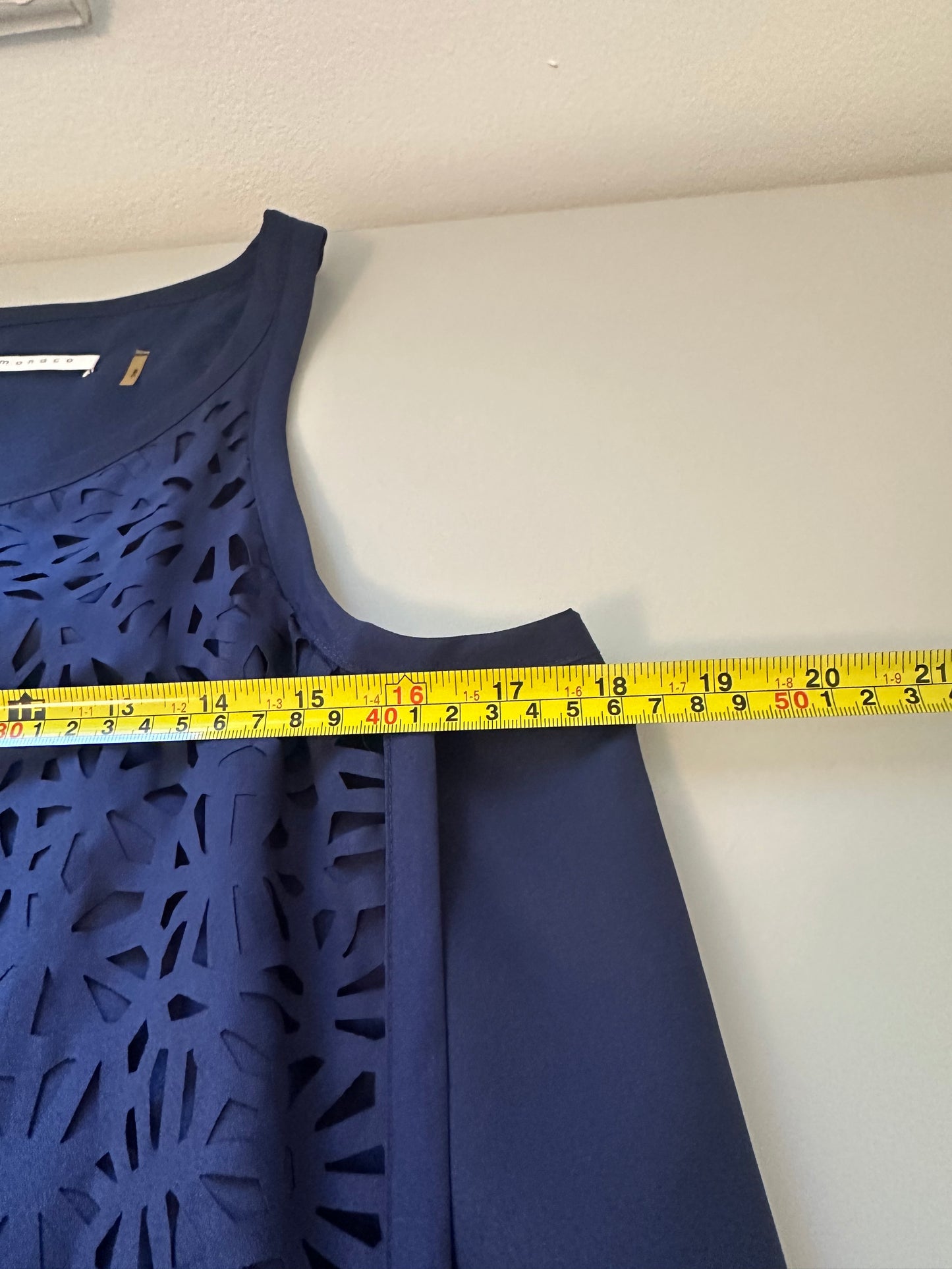 Susana Monaco Midnight Blue Laser Cut Mini Dress | Size 8