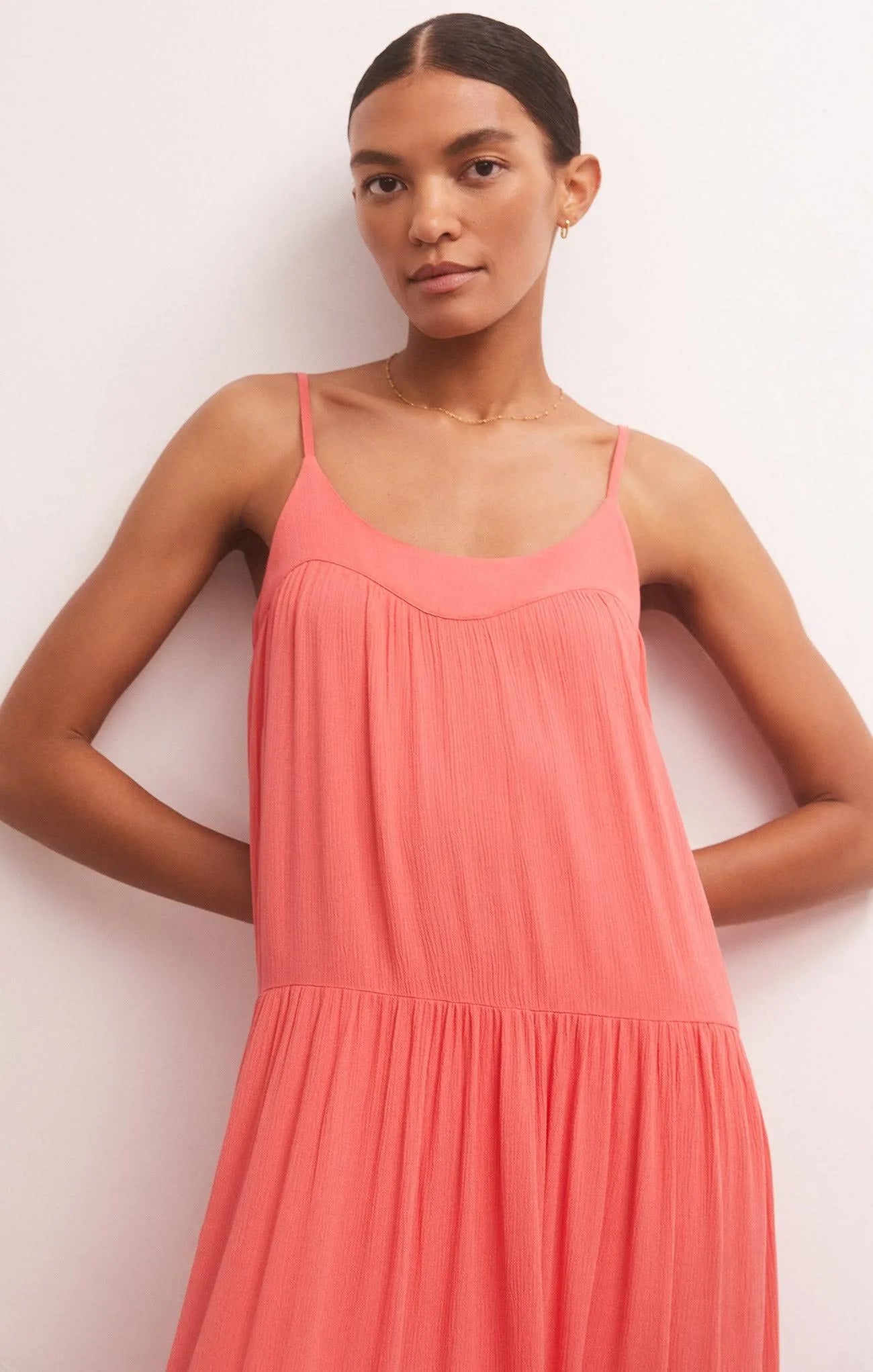 Z Supply Leila Coral Tiered Ruffle Maxi Dress - Size Small