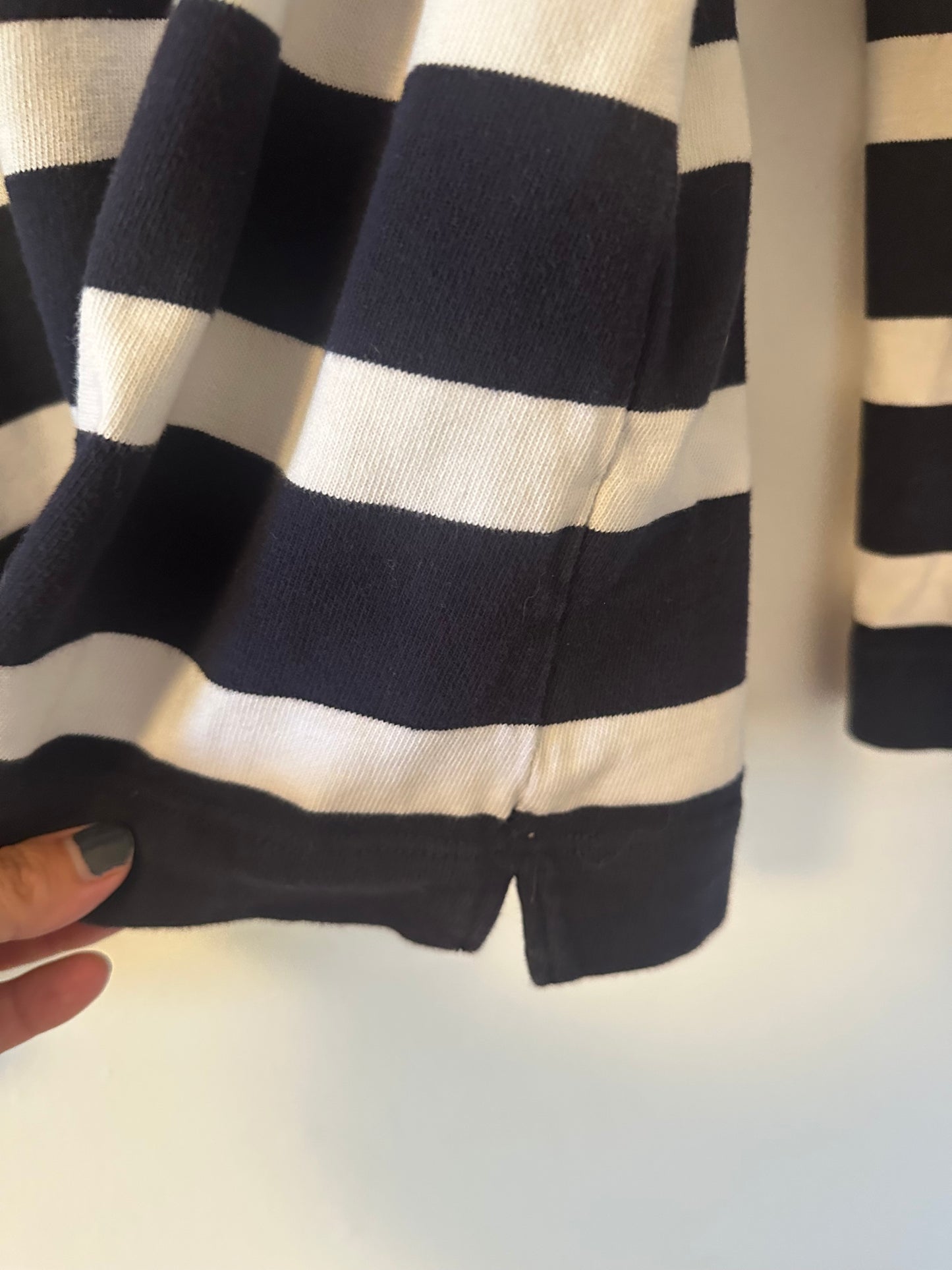 AYR The Early Mornings Navy and White Striped Tee | Size Medium