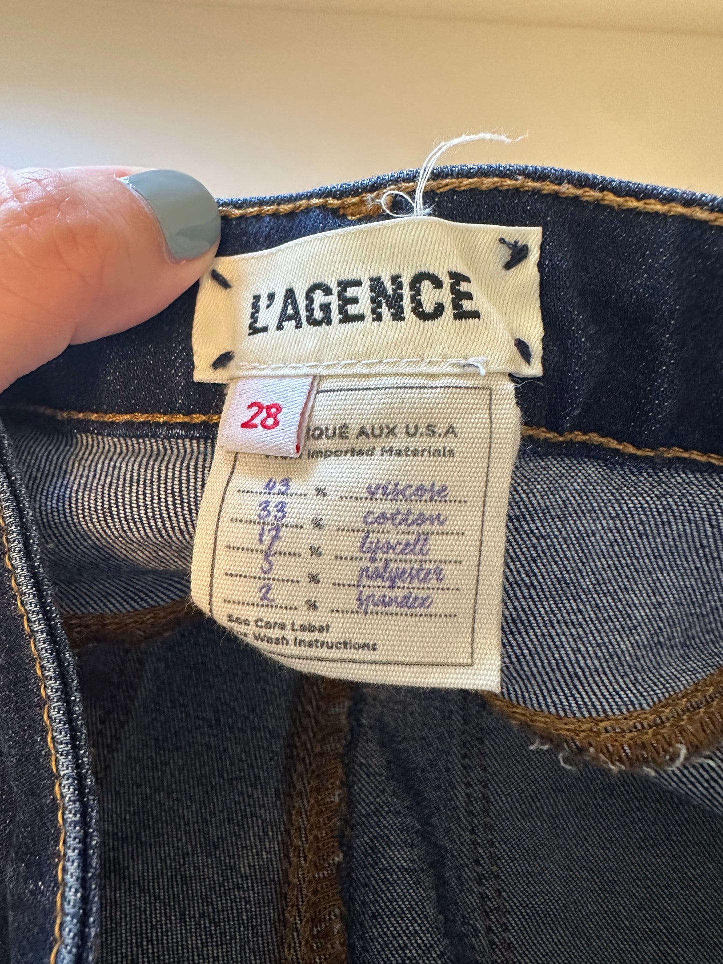 L'AGENCE Dark Blue Ankle Jeans With Stretch | Size 28