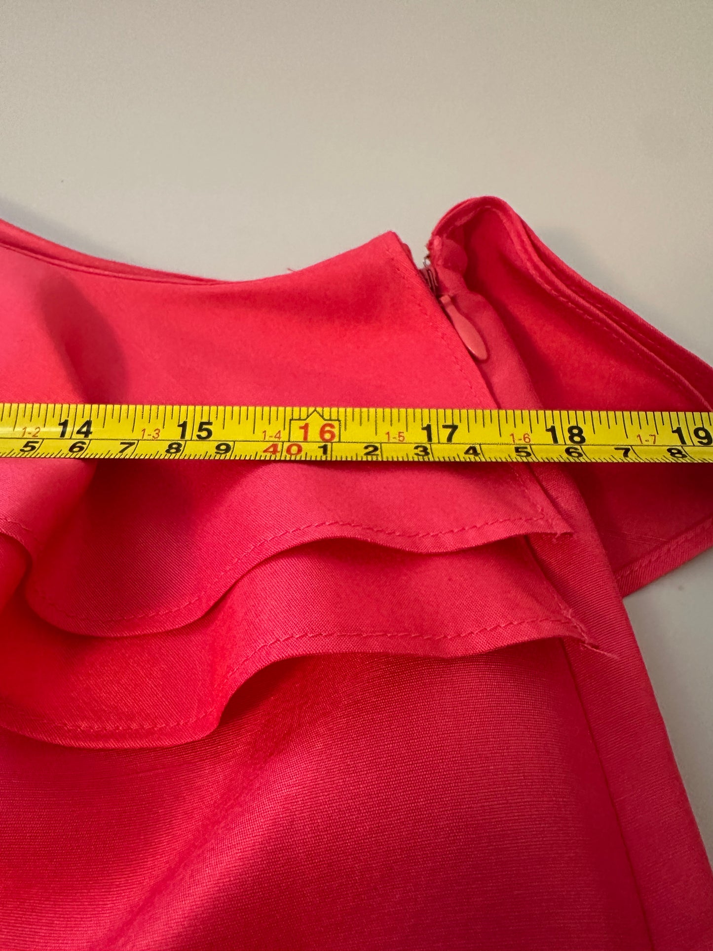 J. Crew Silk Shantung One-Shoulder Ruffle Blouse in Brilliant Poppy
