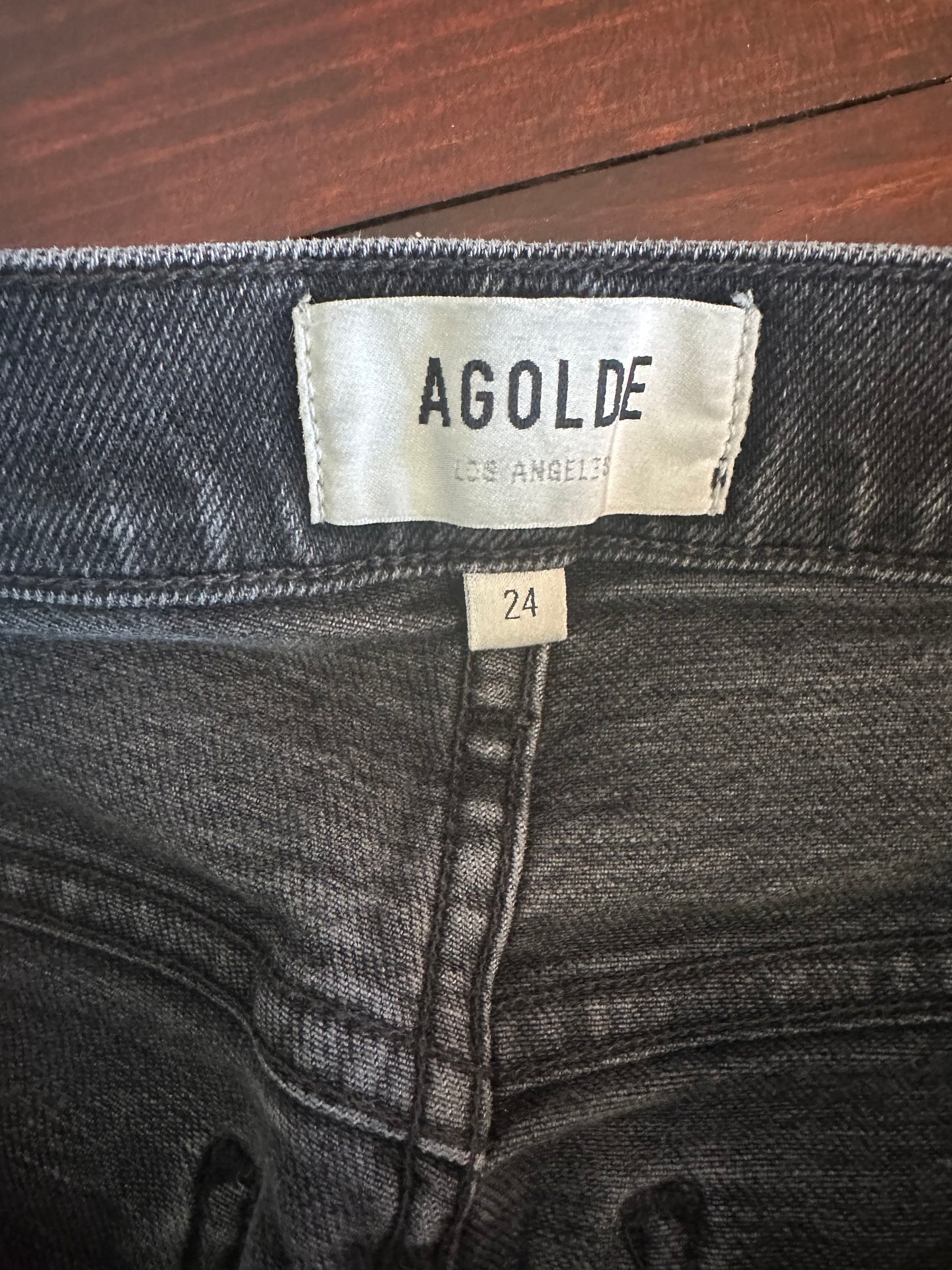 Agolde High Rise Black Pinch Waist Skinny Jeans - Size 24