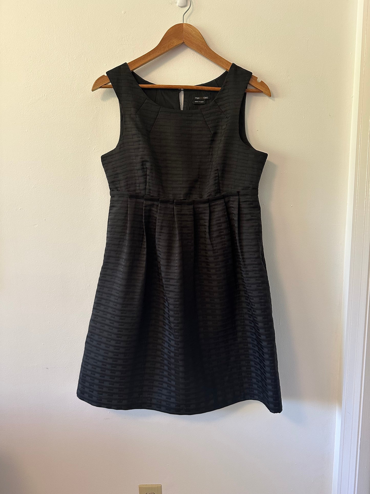 Max & Cleo Black Textured Mini Babydoll Dress