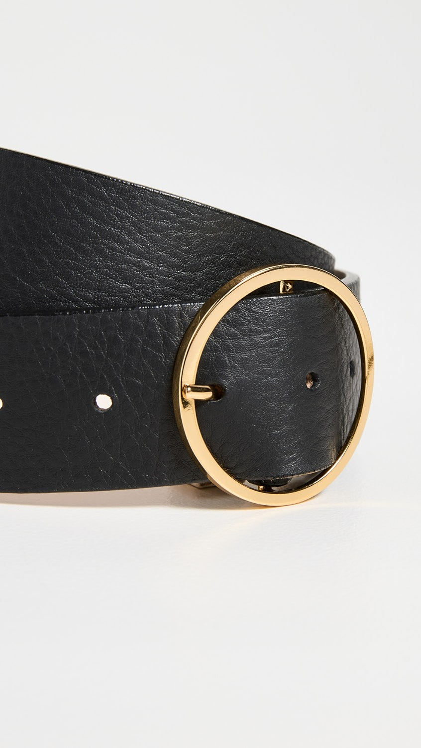 NWT B-Low the Belt Molly Black Belt with Gold Circle Buckle | Size Medium