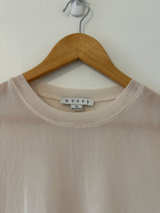 HYFVE Ivory Sheer Short Sleeve Top - Size Medium