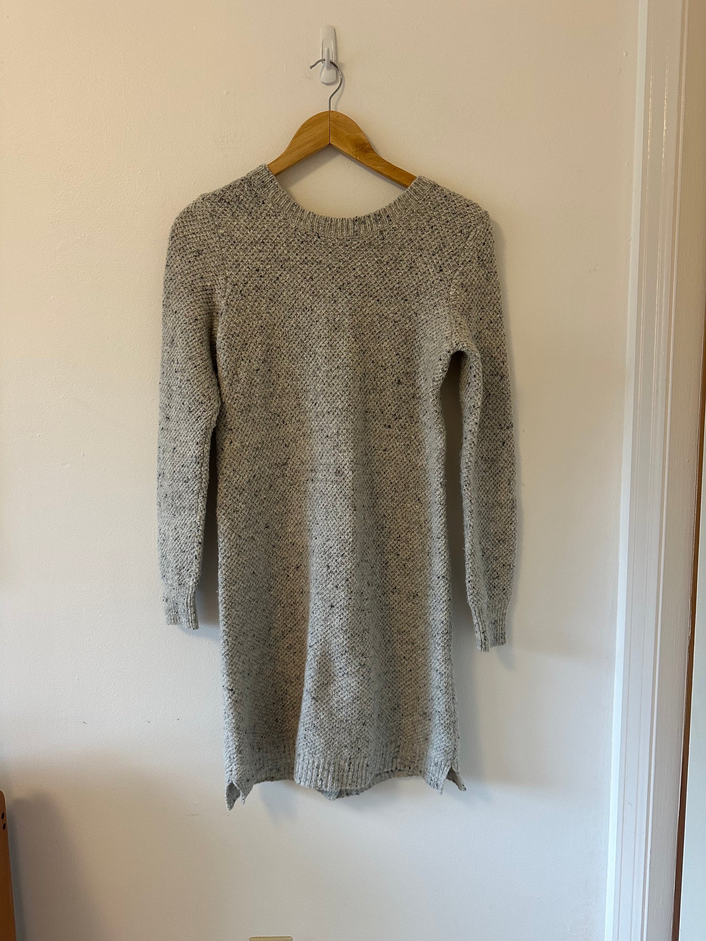 Madewell Gray Knit Long Sleeve Button Back Sweater Dress | Size Small