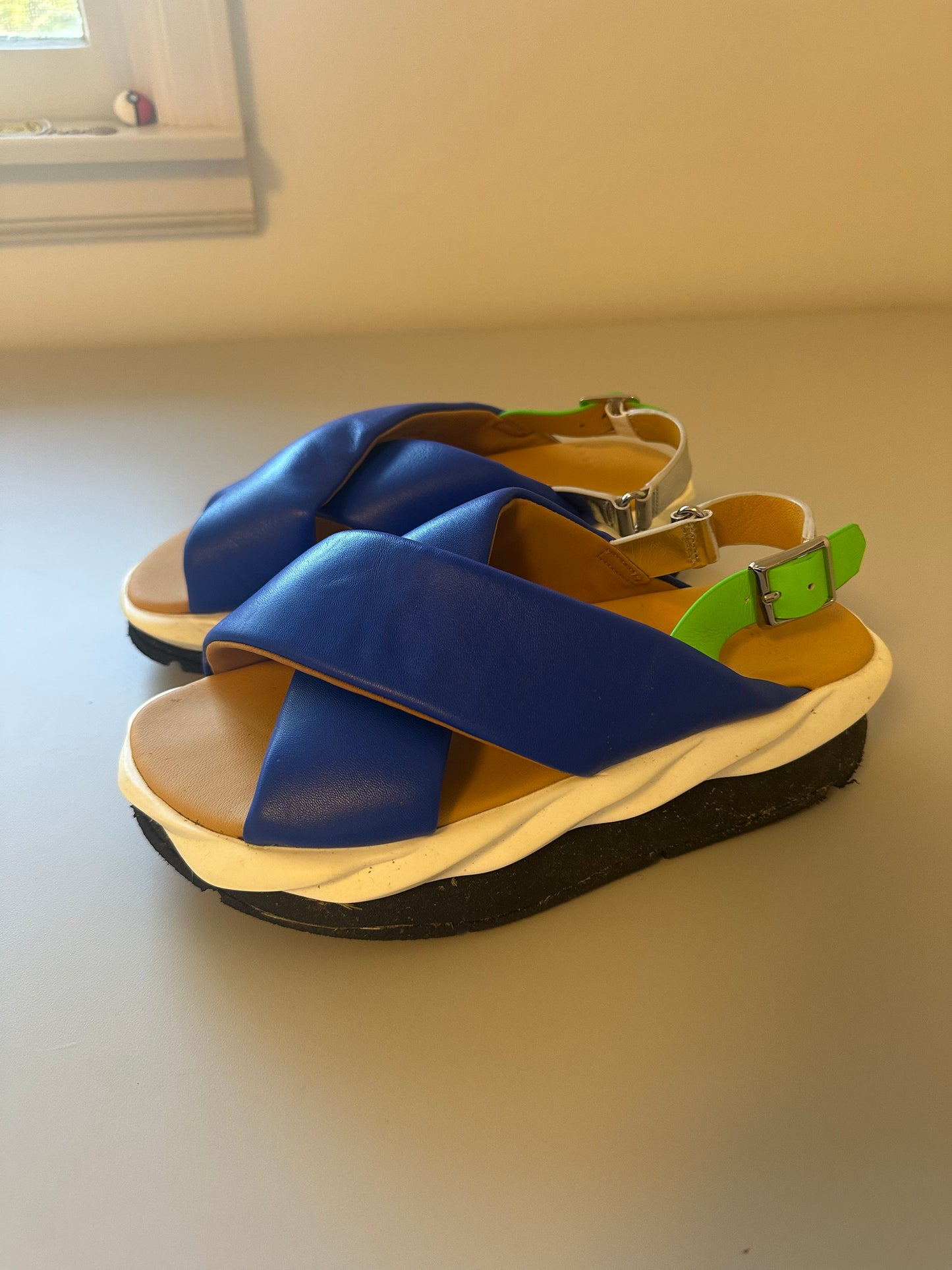 4CCCCEES Mellow Moa Platform Slingback Sandal in Blue | Size 39