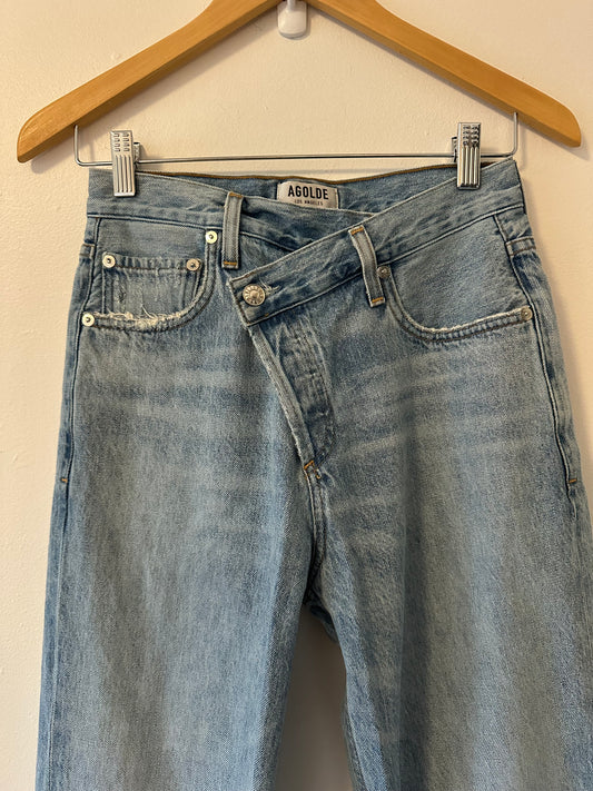 Agolde Light Blue Criss Cross Straight Leg Jeans | Size 23