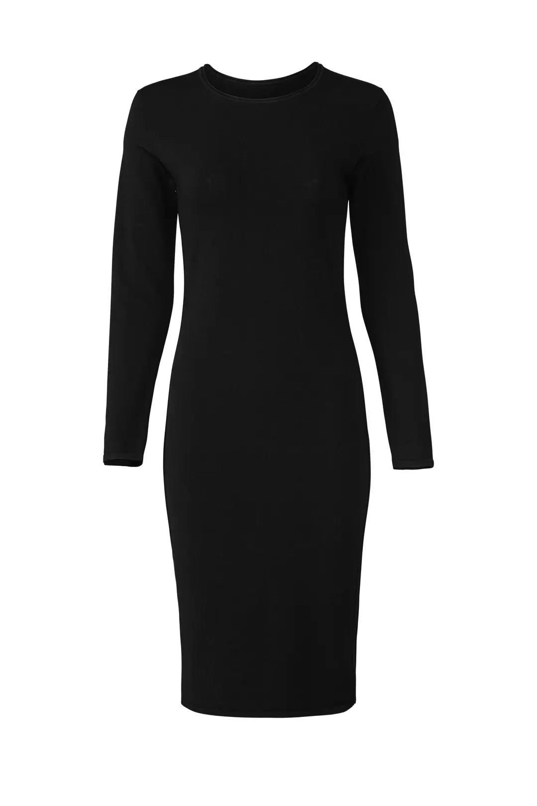 Vince Fitted Long Sleeve Knit Dress in Black - Size Medium