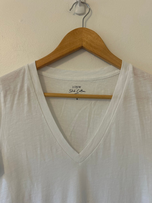 J. Crew - NWT White V-Neck Short Sleeve Cotton Tee | Size Small