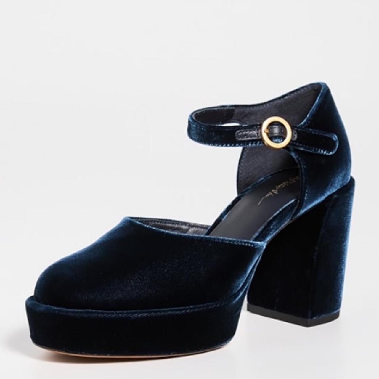 3.1 Phillip Lim Naomi Navy Velvet Platform Maryjane Heels | Size 39.5