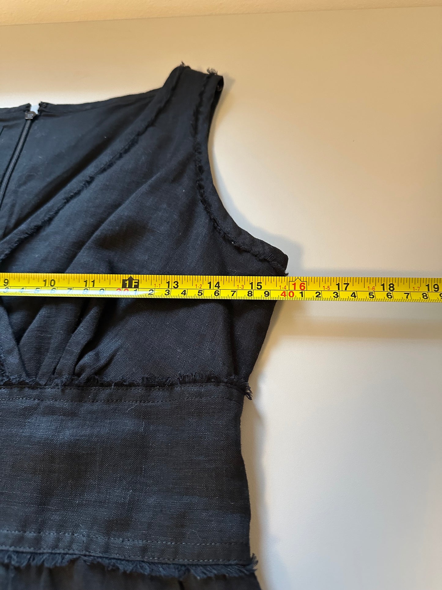 Talbots - Black Sleeveless Tiered Linen Mini Dress | Size 2P