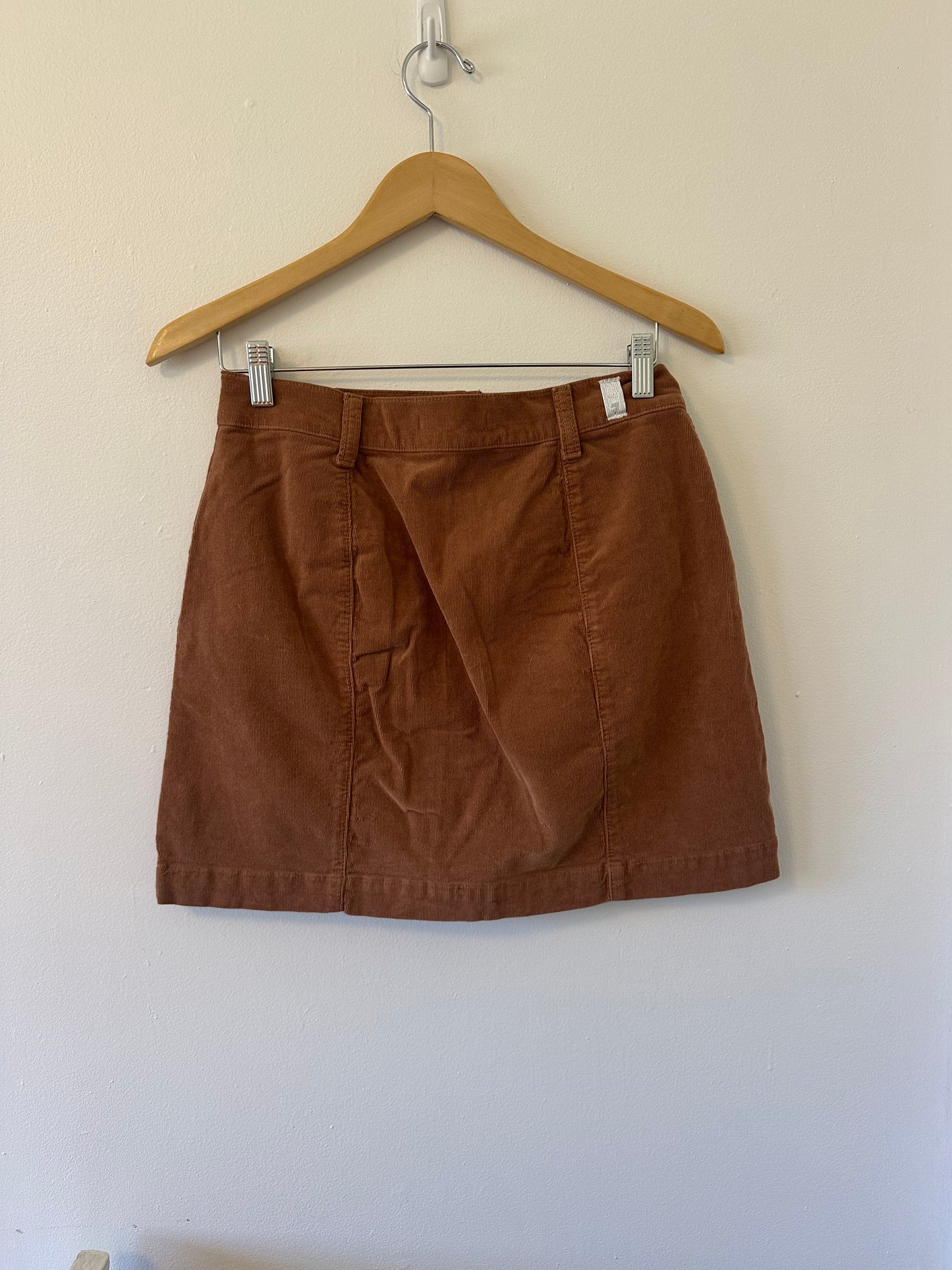 7 For All Mankind Brown Corduroy Button-Front Mini Skirt Size 28