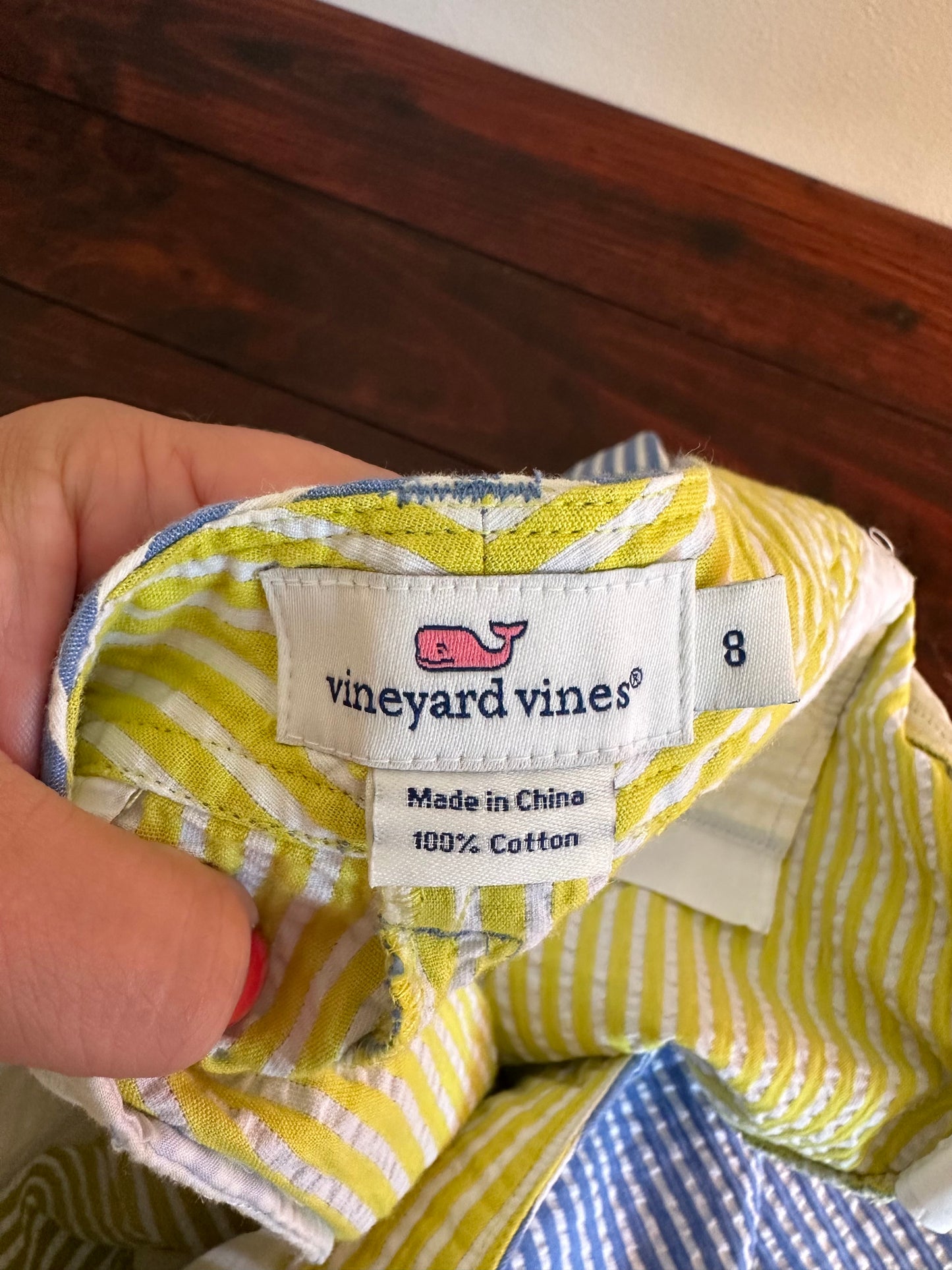 Vineyard Vines Women’s Blue and White Seersucker Pants - Size 8