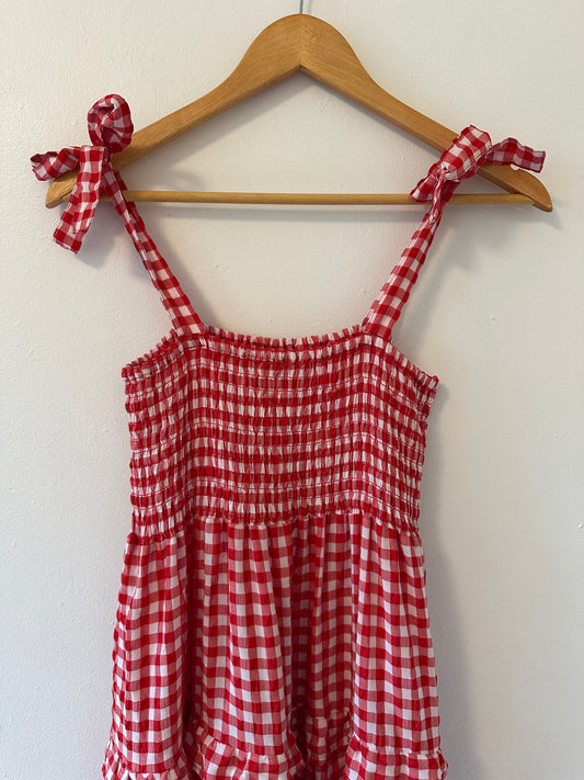 Maison Me Brooklyn Dress in Vintage Pink and Paprika Gingham - Size Small