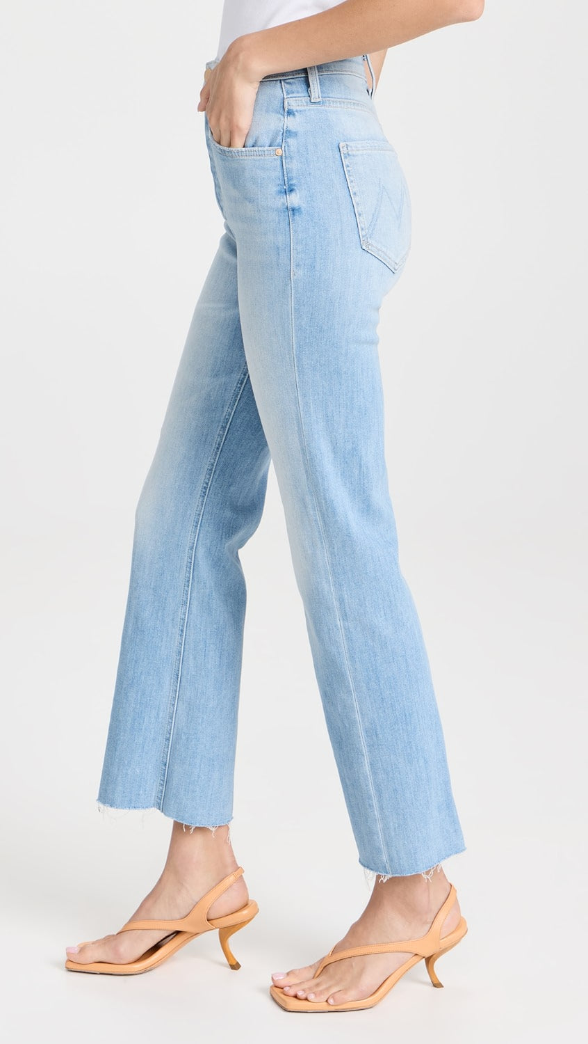 MOTHER The Tripper Ankle Fray Blue Flare Jeans in Island Time - Size 24
