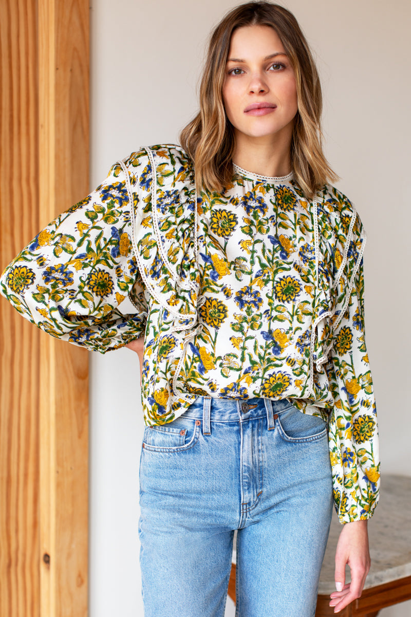 Emerson Fry Filipa Blouse - Meadow Rue Satin Size Small