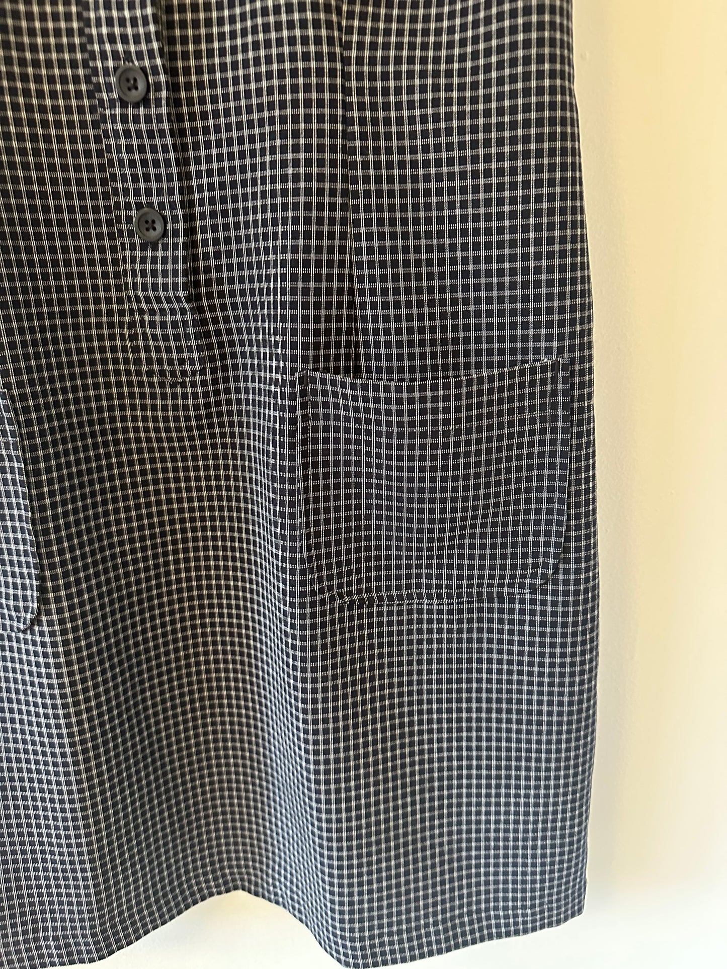 Gap Vintage Women's Black and White Checkered 90s Style Mini Dress with Collar