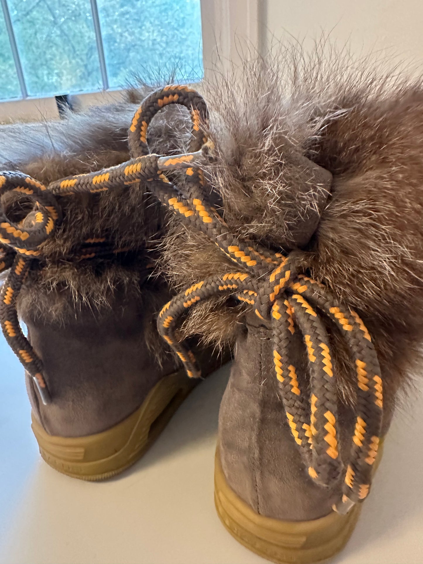 Serafini Fur Moon Boots with Lace-Up Detail | Size 39