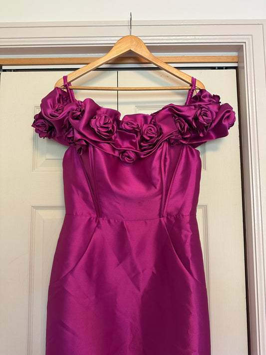 Terani Couture - Fuschia Off The Shoulder Prom Formal Gown | Size 10