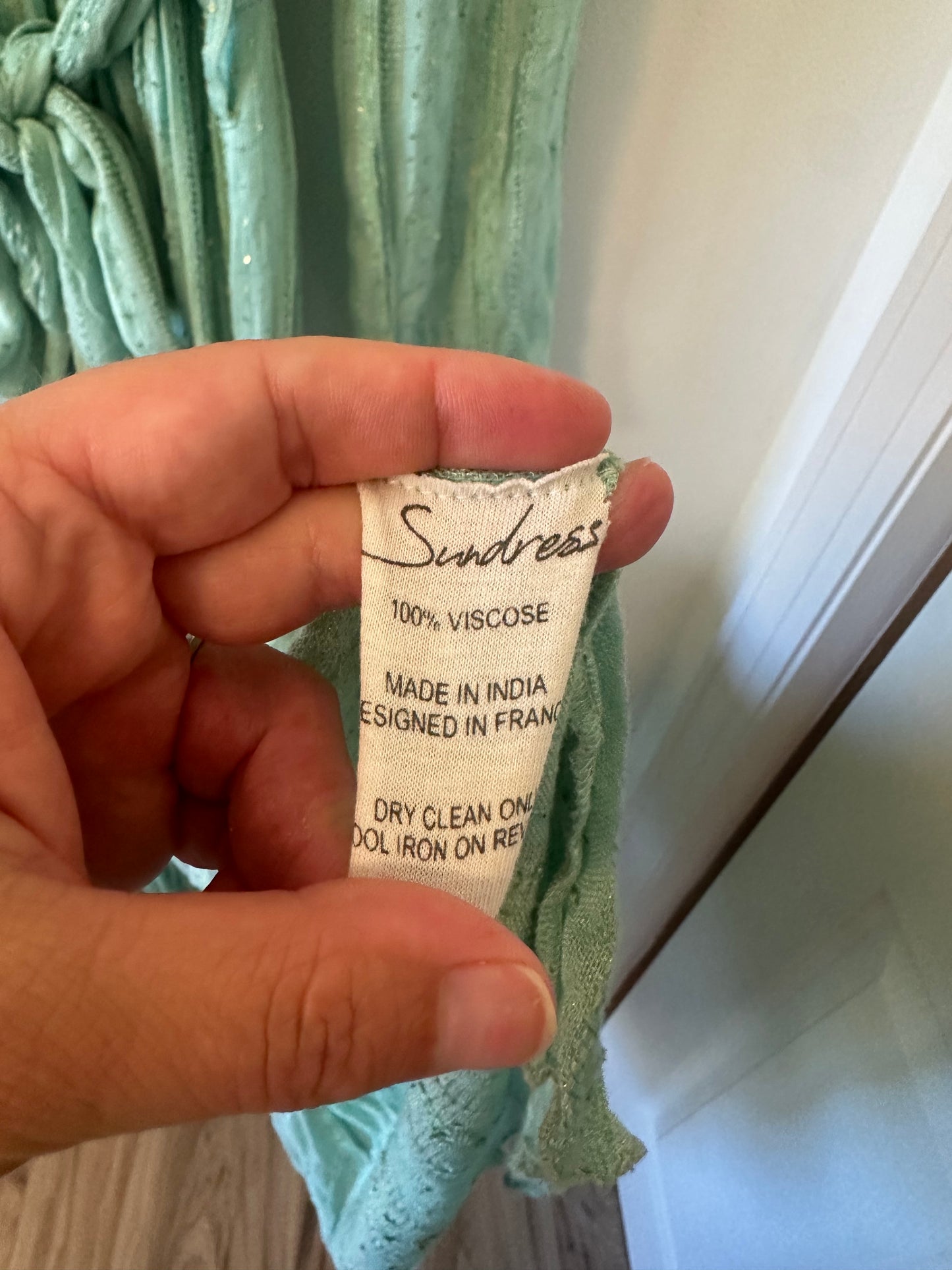 Sundress Long Sleeve Mint Green Wrap Maxi Dress | Size XS/S